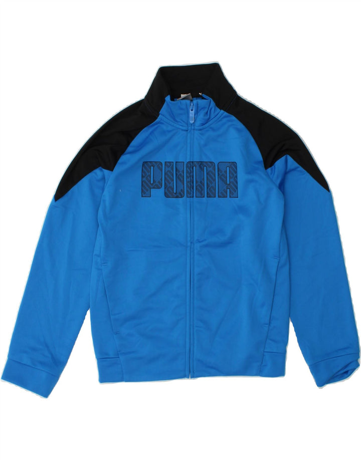 PUMA Boys Graphic Tracksuit Top Jacket 9-10 Years Medium Blue Colourblock Vintage Puma and Second-Hand Puma from Messina Hembry 