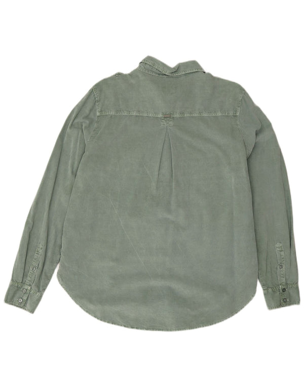 Guess Chemise militaire surdimensionnée en velours côtelé pour femme UK 12 Coton vert moyen