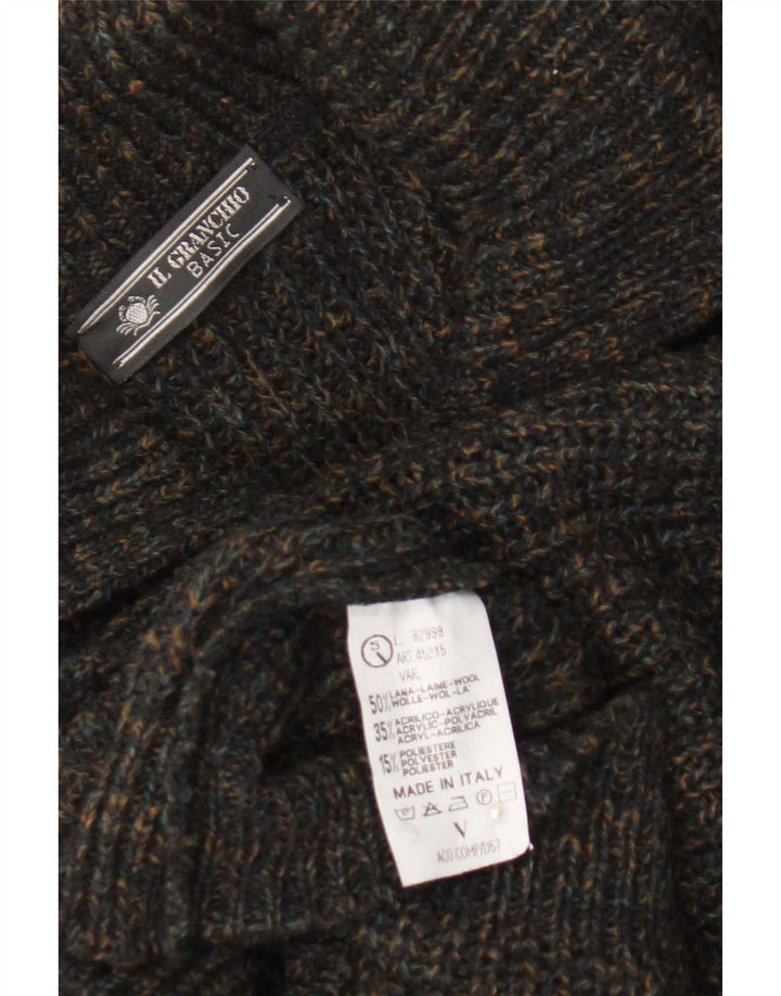 Il Granchio Pull Cardigan Coupe Regular Homme Laine Mouchetée Bleu Marine Large