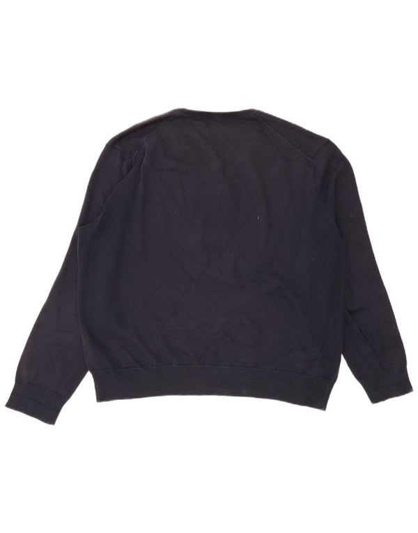 Polo Ralph Lauren Mens V-Neck Jumper Sweater Large Navy Blue Cotton
