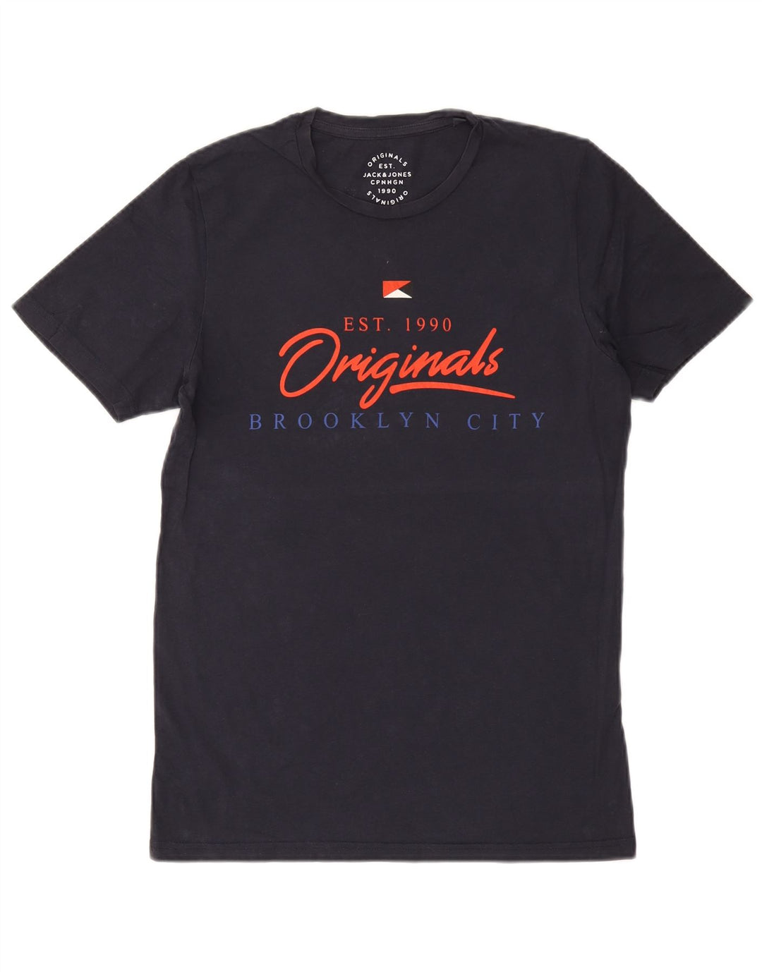 Jack & Jones T-Shirt Graphique Homme Bleu Marine Moyen Coton