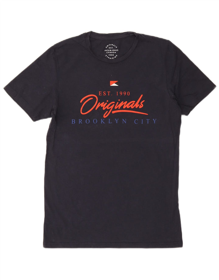 Jack & Jones T-Shirt Graphique Homme Bleu Marine Moyen Coton