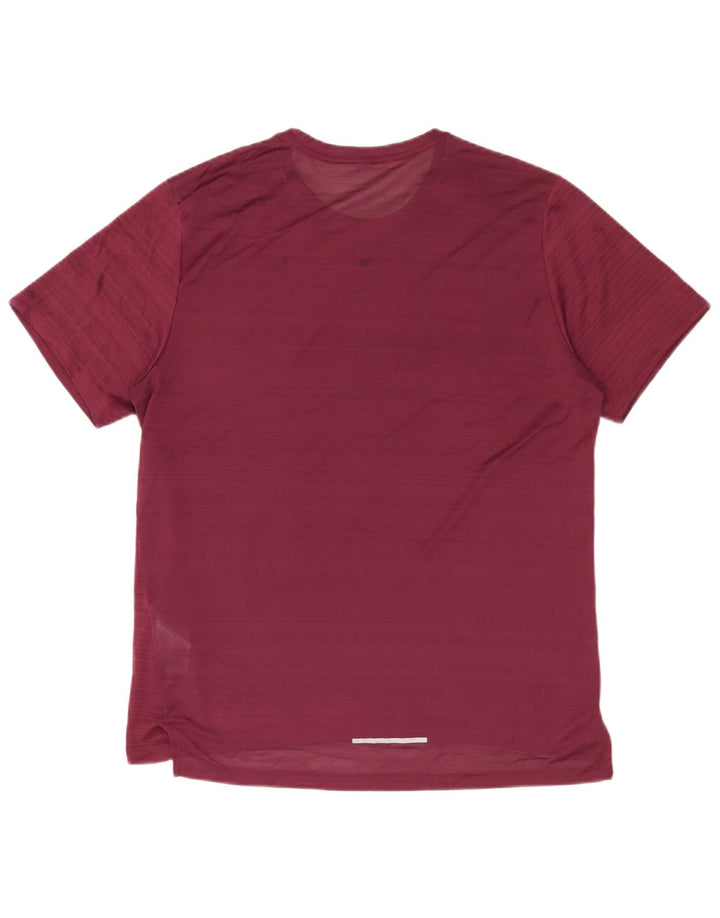 Nike Hommes Dri Fit T-Shirt Haut Large Bordeaux Rayé Polyester