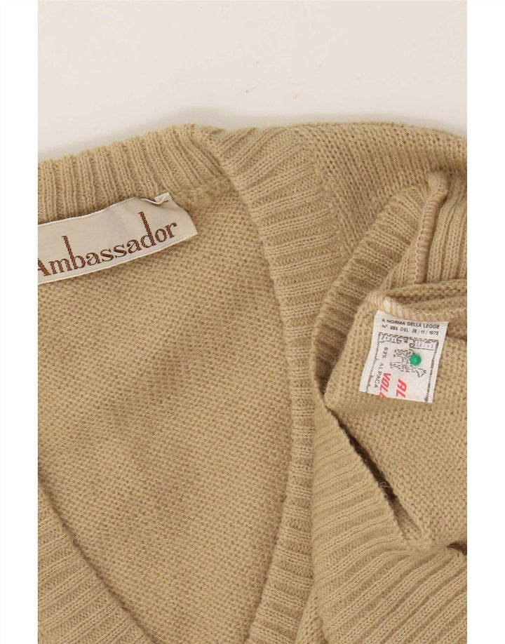 Ambassador Pull Col V Homme Laine d'Alpaga Beige Moyen