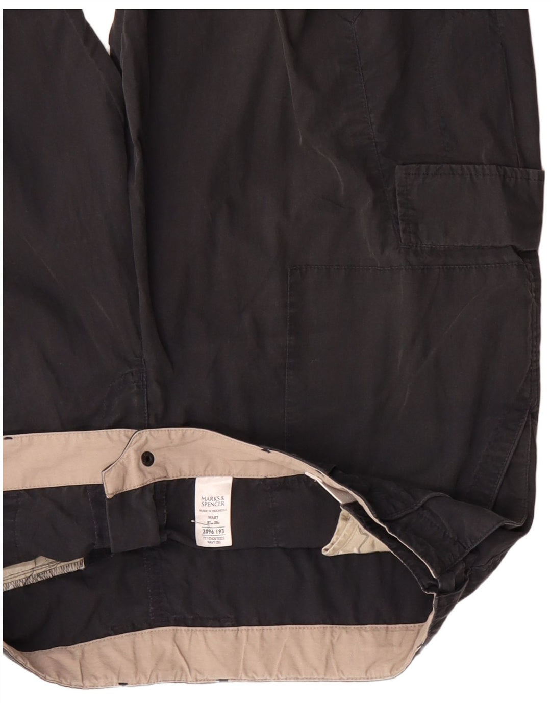 MARKS & SPENCER Short Cargo Homme W38 XL Bleu Marine Coton