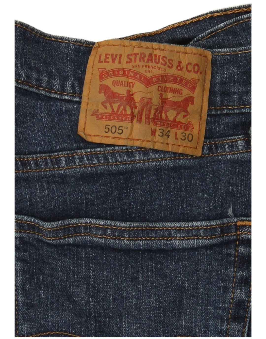 LEVI'S Jean Droit 505 Homme W34 L30 Bleu Marine Coton