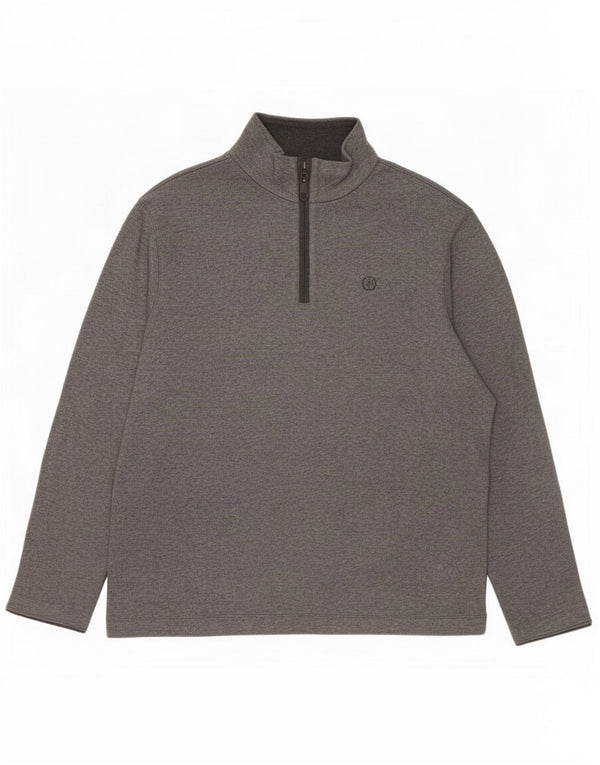 Marks & Spencer Sweat-shirt à col zippé Blue Harbour pour homme XL Gris