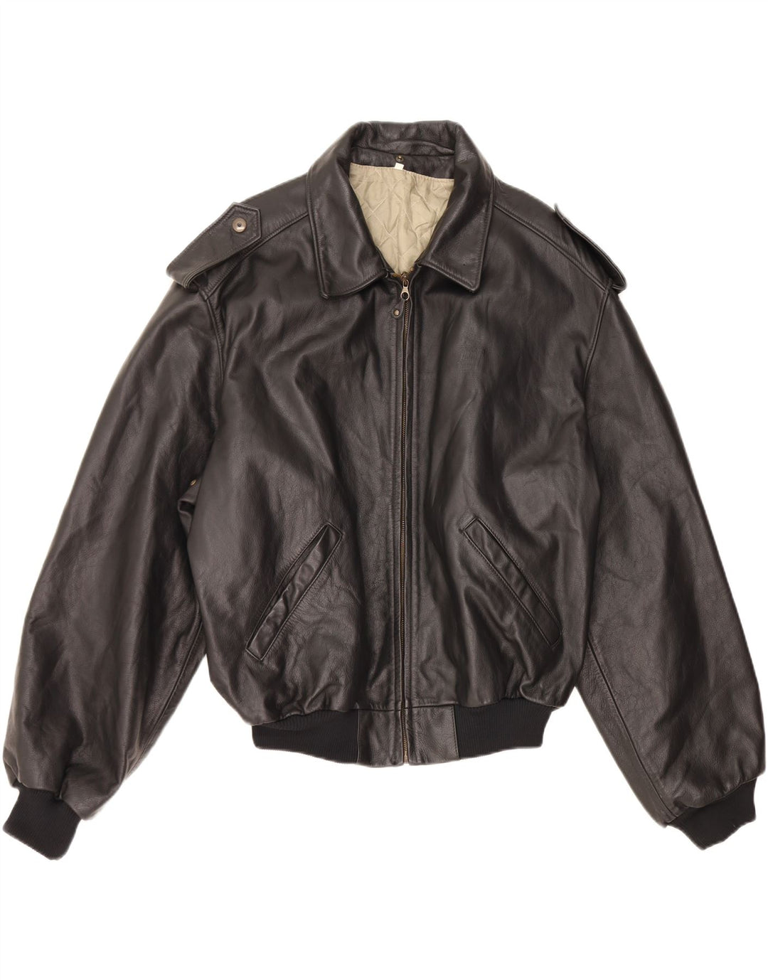 VINTAGE Veste en cuir militaire pour homme IT 52 XL Noir