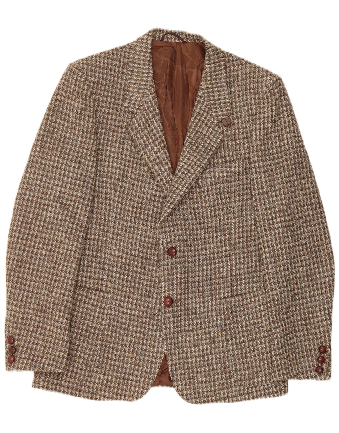 Harris Tweed Veste Blazer 2 Boutons pour Homme UK 42 XL Pied-de-Poule Marron