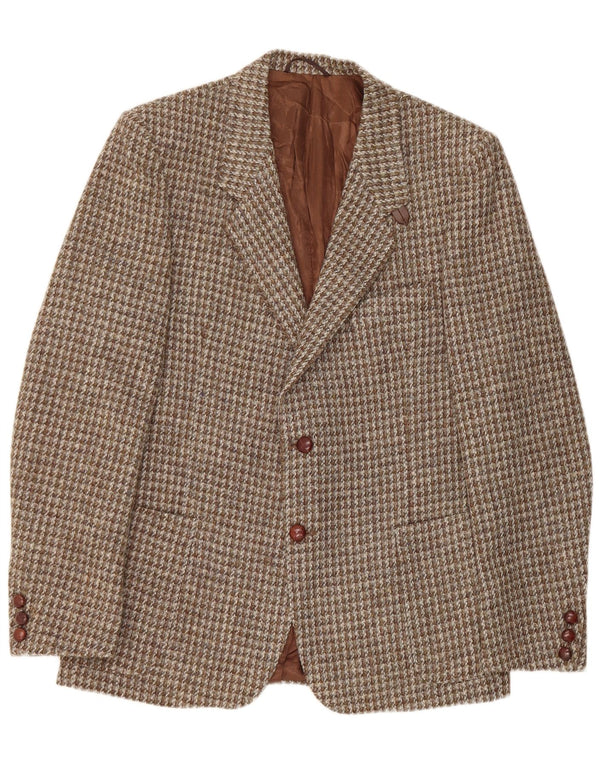 Harris Tweed Veste Blazer 2 Boutons pour Homme UK 42 XL Pied-de-Poule Marron