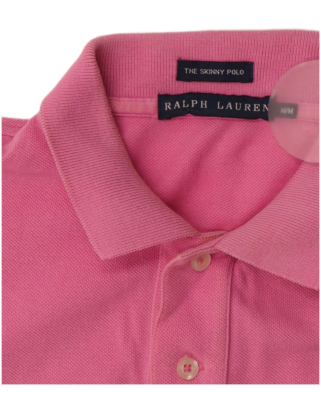 RALPH LAUREN Polo skinny pour femme UK 12 coton rose moyen
