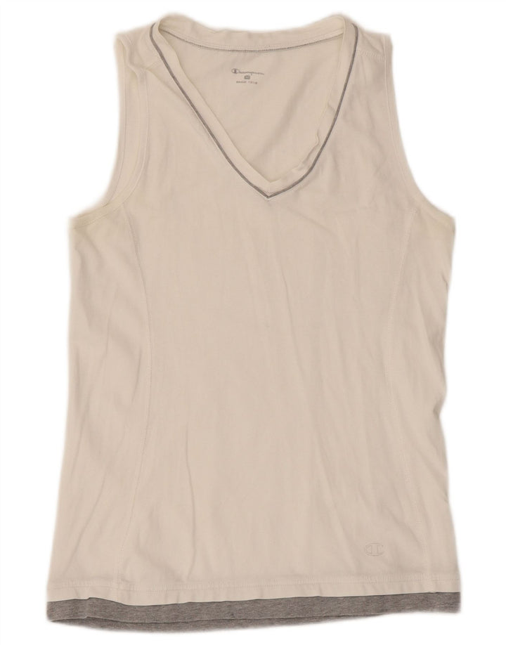 Champion Débardeur Femme UK 12 Medium Blanc Colourblock