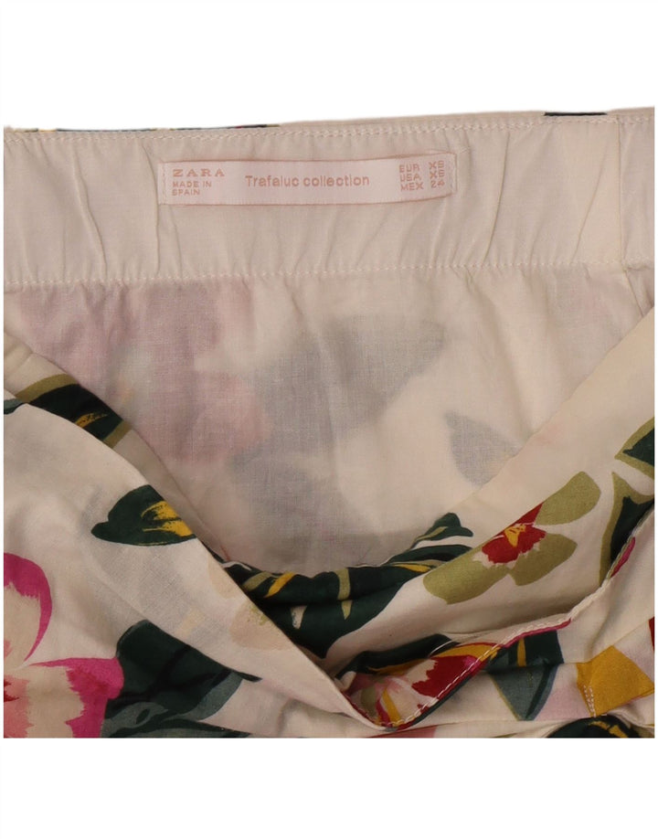 Zara Femme Mini Jupe XS W24 Blanc Cassé Floral