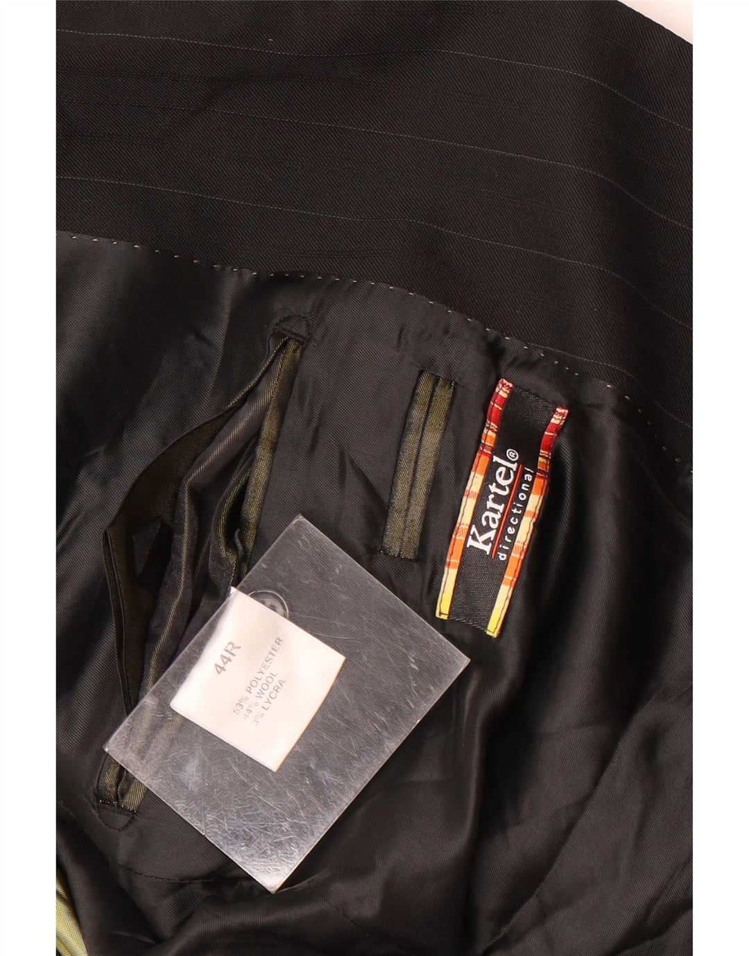 Kartel Veste blazer à 2 boutons pour homme UK 44 2XL Noir à fines rayures Polyester