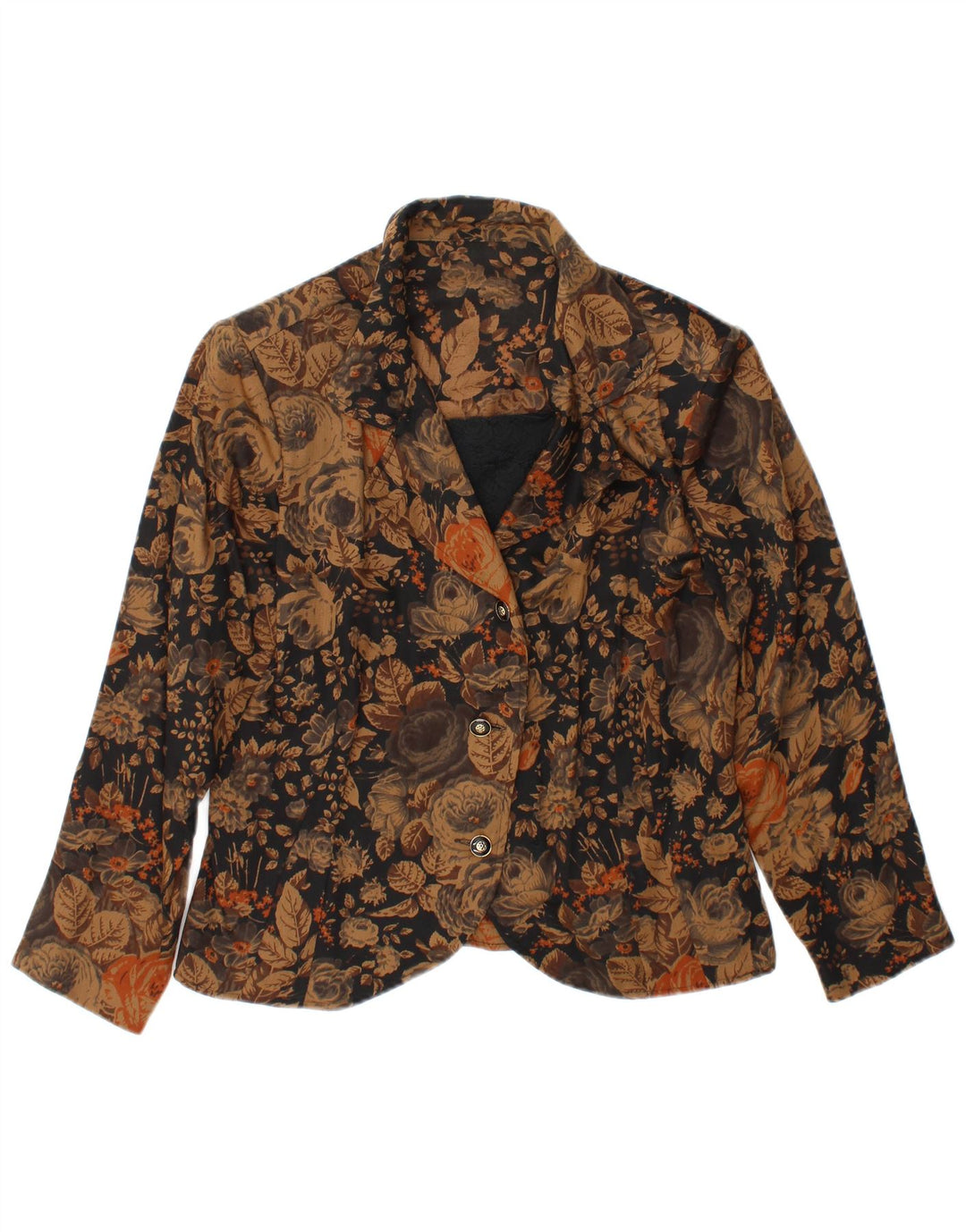 vintage Femmes 3 Bouton Blazer Veste UK 38 Moyen Brun Floral