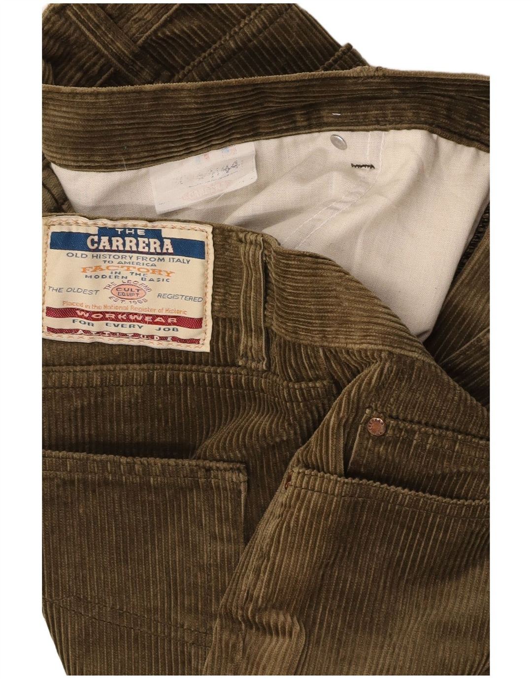 CARRERA Pantalon Droit en Velours Côtelé Homme W44 L30 Vert