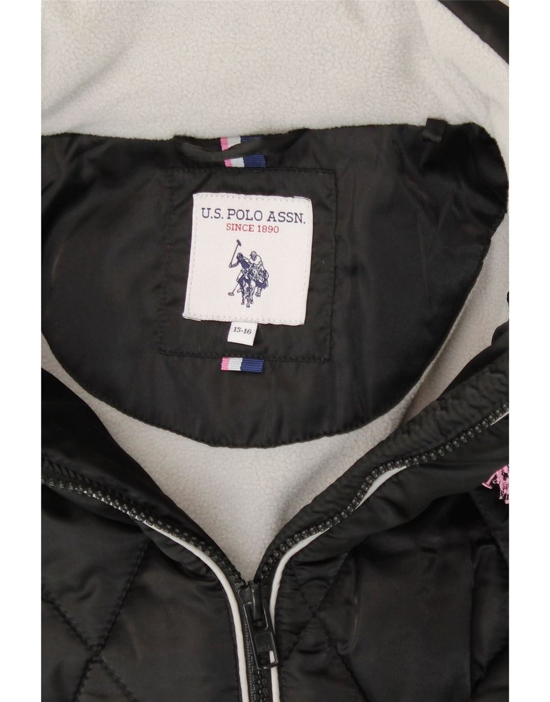 U.S. Polo Assn. Veste matelassée à capuche fille 15-16 ans Noir Polyester