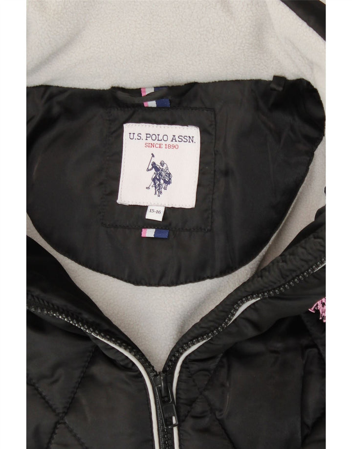 U.S. Polo Assn. Veste matelassée à capuche fille 15-16 ans Noir Polyester