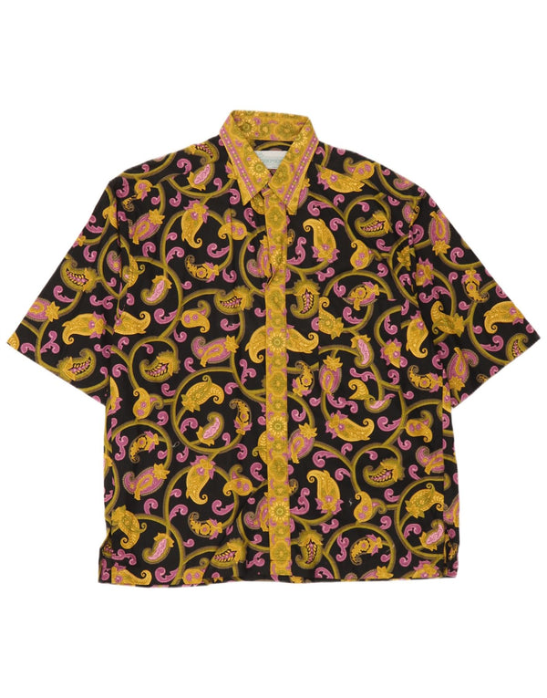 Chemise à manches courtes Vintage pour hommes, coton Paisley jaune moyen