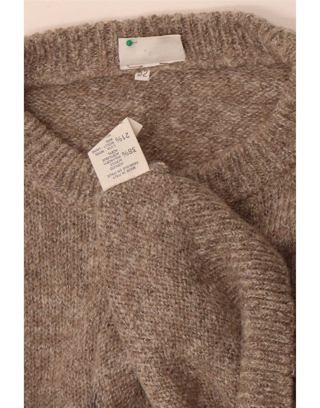 Fiume Pull graphique à col rond pour homme IT 52 Large Marron Colourblock