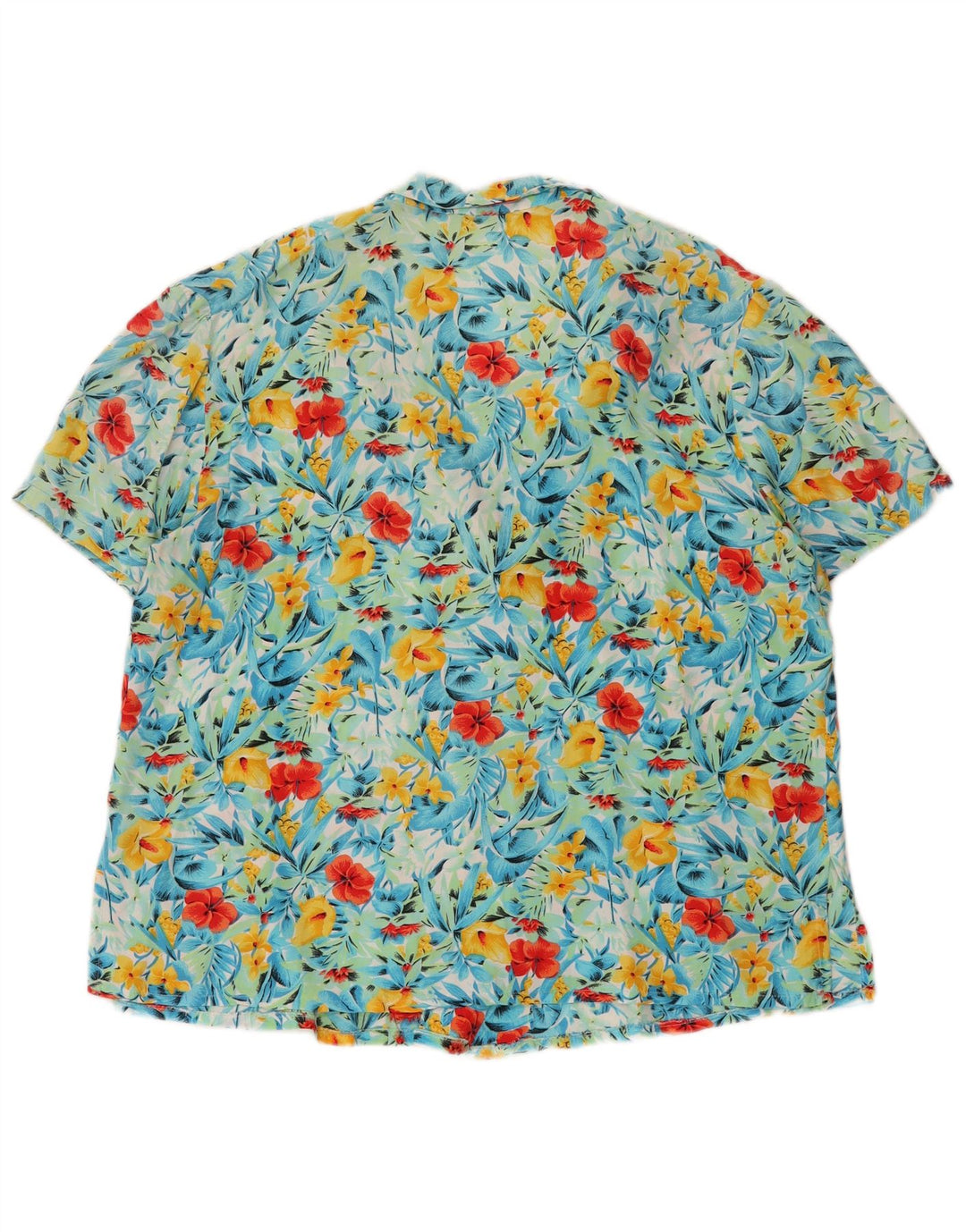 VINTAGE Chemise à manches courtes femme UK 20 2XL Turquoise Floral