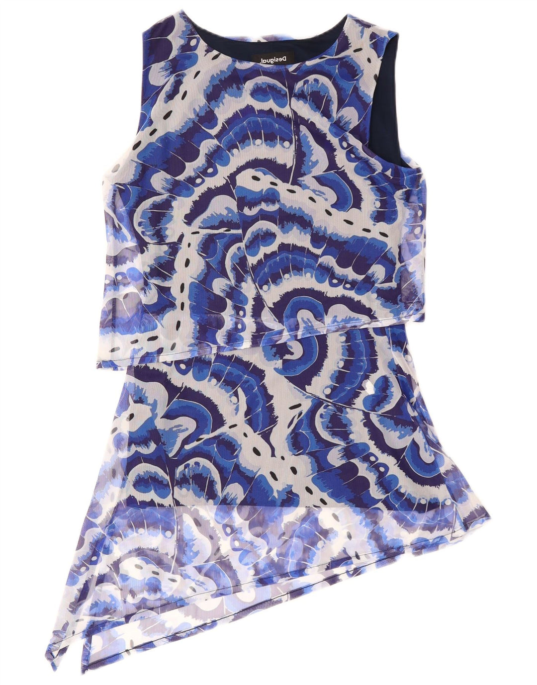 DESIGUAL Robe asymétrique à motif abstrait pour femme UK 10 Small Bleu