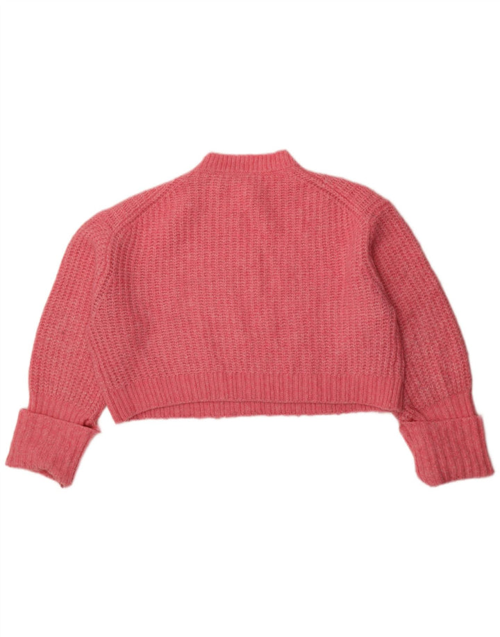 Zara Pull court surdimensionné à col rond pour femme UK 14 Rose moyen