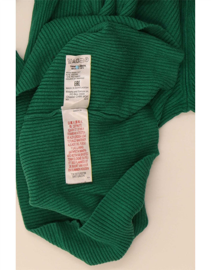 Marks & Spencer Pull col roulé pour femme UK 10 Small Vert Viscose