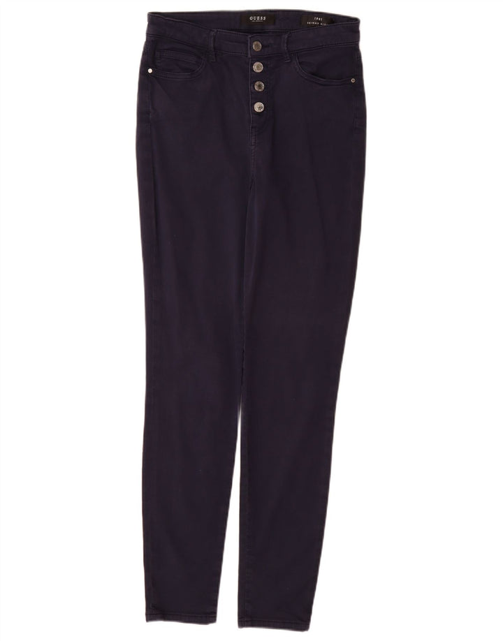 GUESS Pantalon décontracté skinny taille haute pour femme W28 L30 Bleu marine Coton