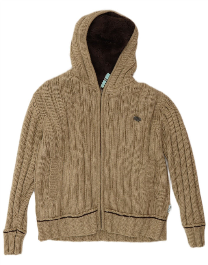 Fat Face Cardigan à capuche pour femme en laine d'agneau beige moyen UK 44
