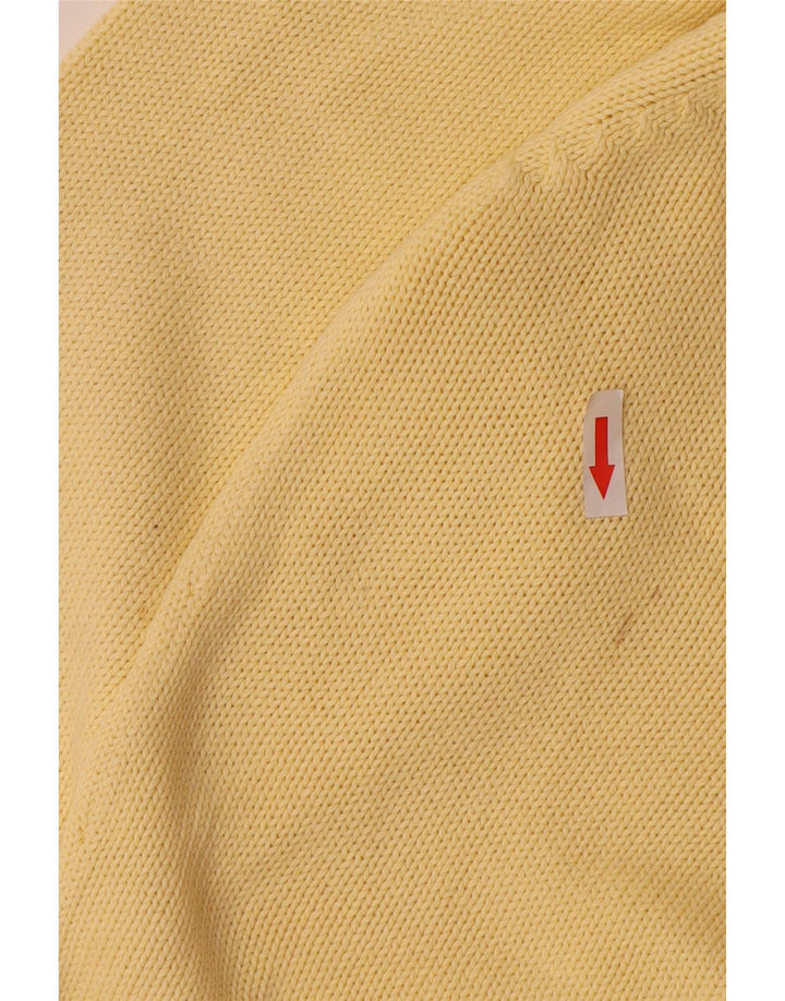 Zara Pull col V pour homme en coton jaune Large