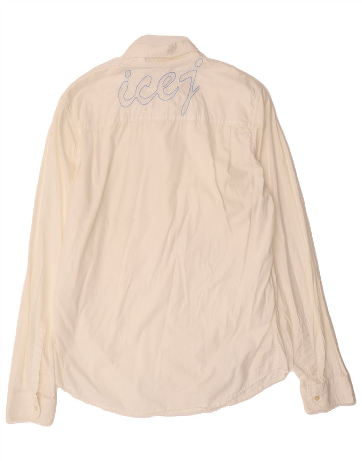 ICEBERG Mens Graphic Shirt IT 50 Medium White Cotton Vintage Iceberg and Second-Hand Iceberg from Messina Hembry 