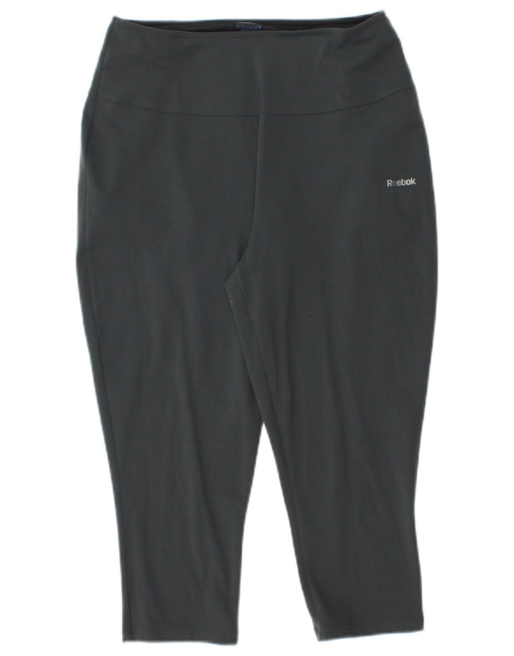 REEBOK Womens Capri Leggings UK 12/14 Medium Grey Polyamide