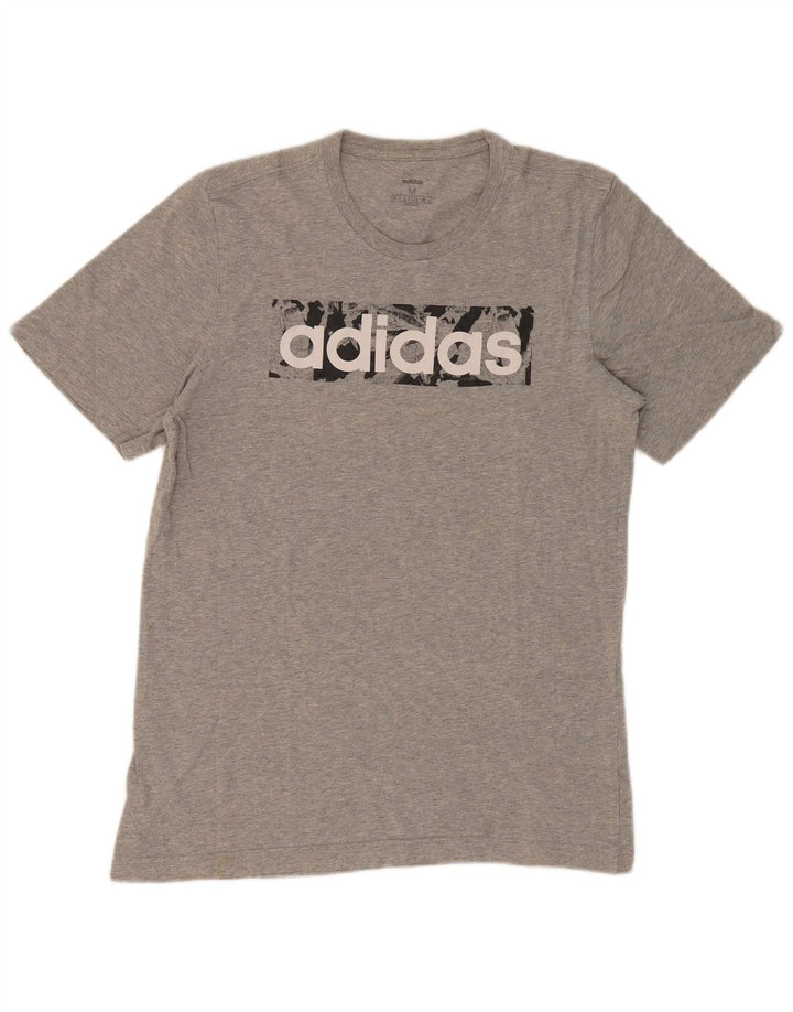 ADIDAS Mens Graphic T-Shirt Top Medium Grey Flecked Cotton