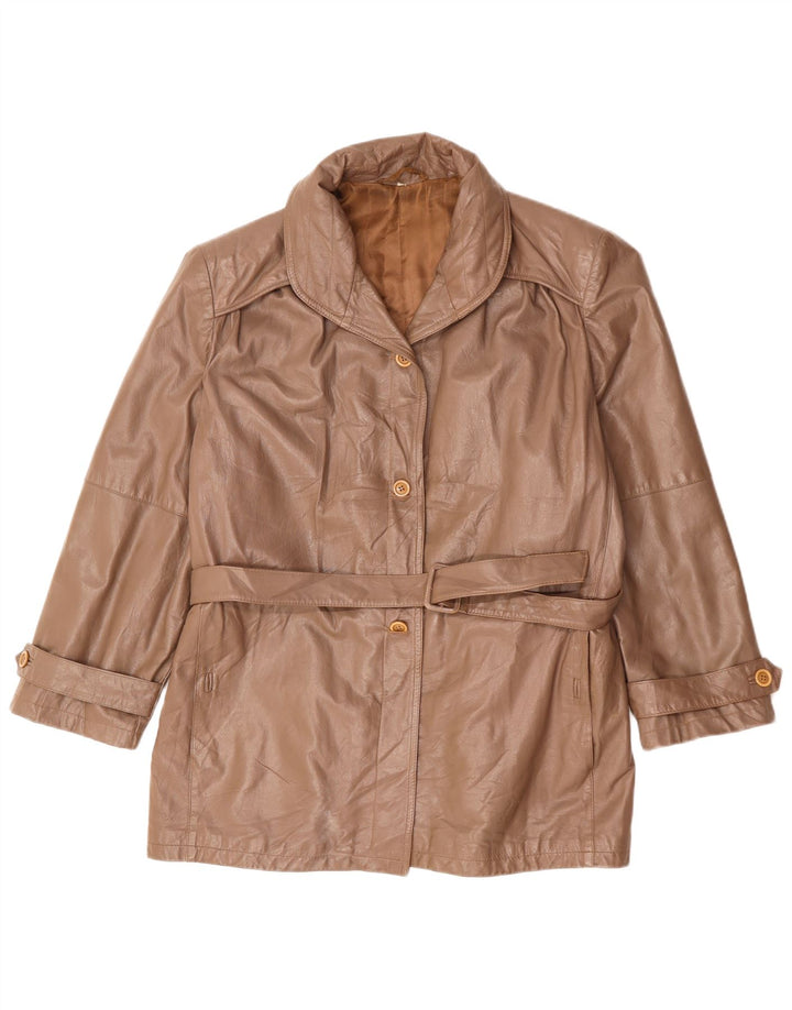 Veste en cuir surdimensionnée femme vintage IT 52 2XL Marron