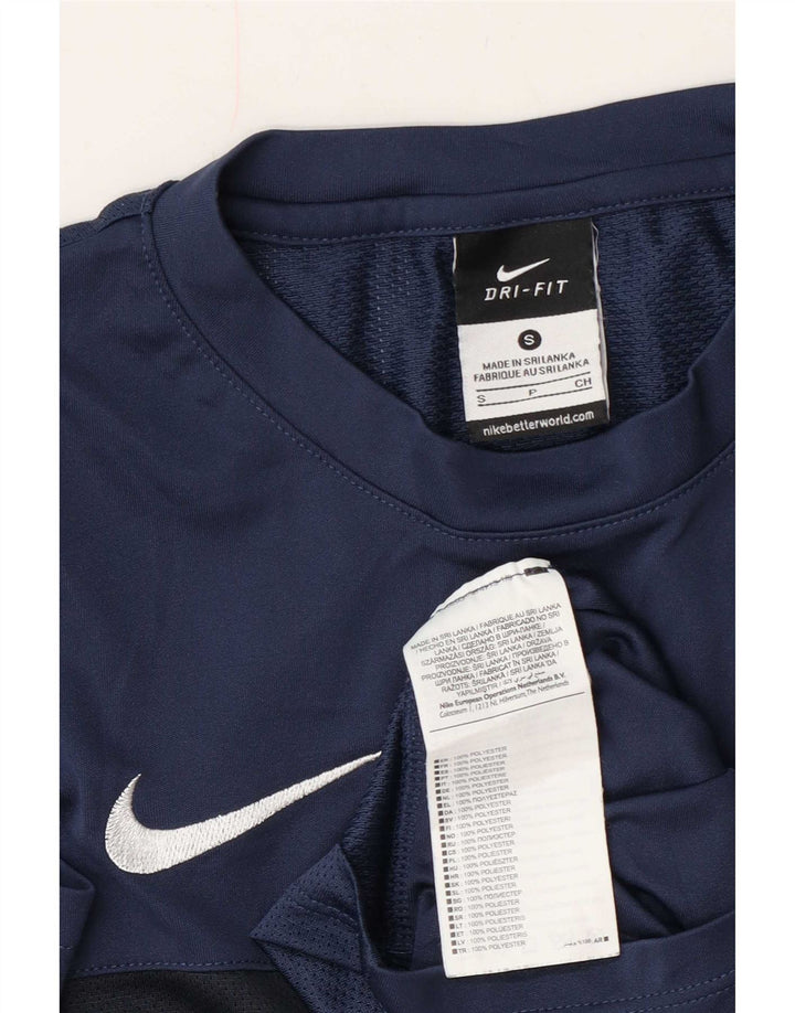 Nike Hommes Dri Fit T-Shirt Haut Petit Bleu Marine Colorblock Polyester