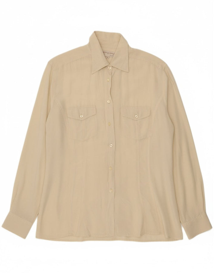 VINTAGE Womens Classic Shirt Blouse UK 14 Medium Beige