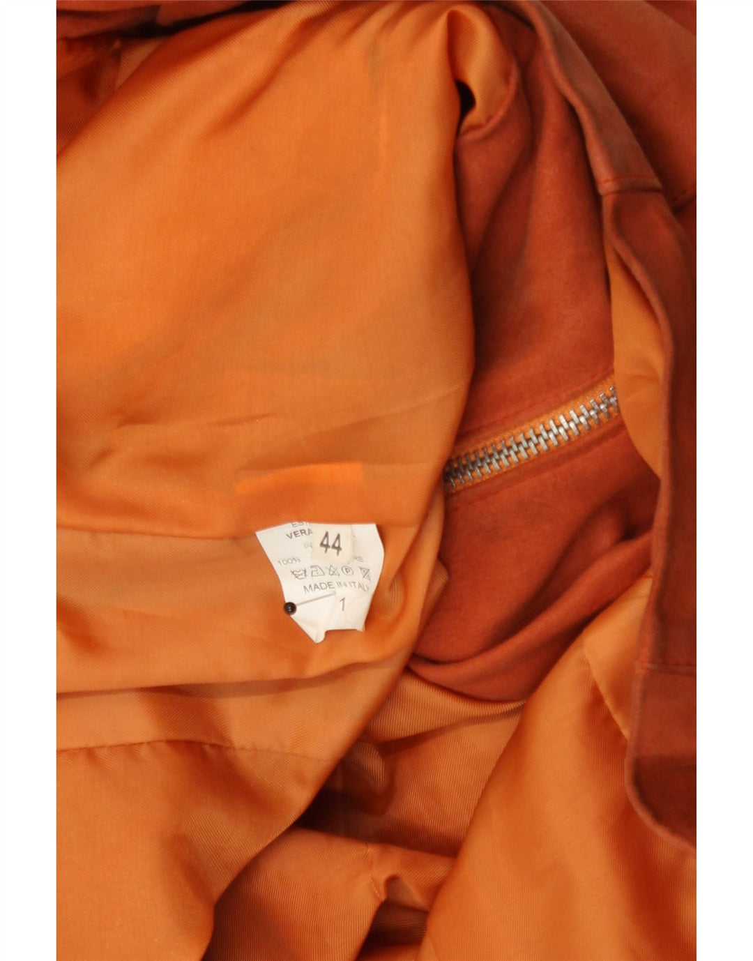Veste en cuir crop femme vintage IT 44 Cuir orange moyen