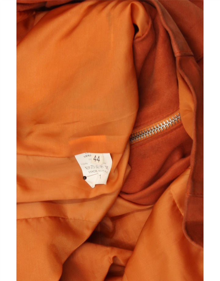 Veste en cuir crop femme vintage IT 44 Cuir orange moyen