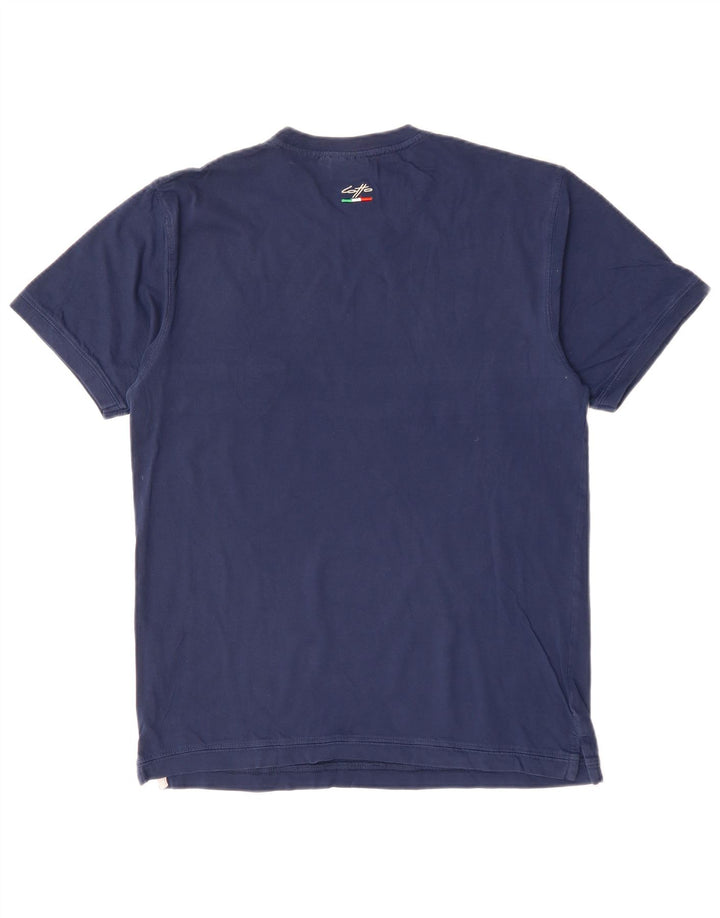 LOTTO T-Shirt Homme Haut Large Bleu Marine Rayé Coton