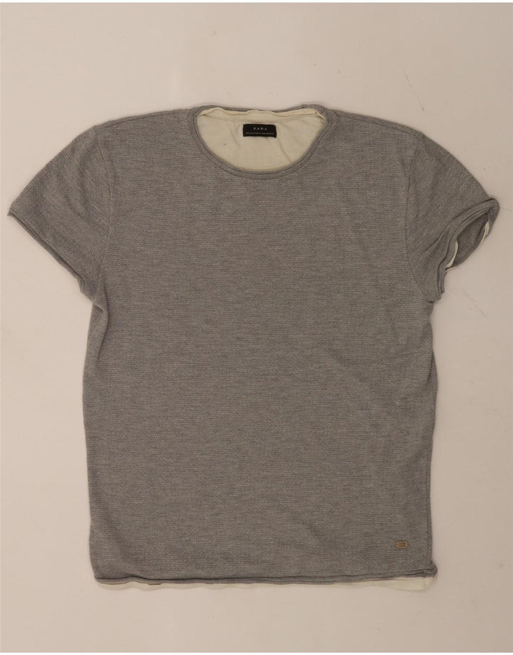 Zara T-Shirt Homme Top XL Gris Colorblock