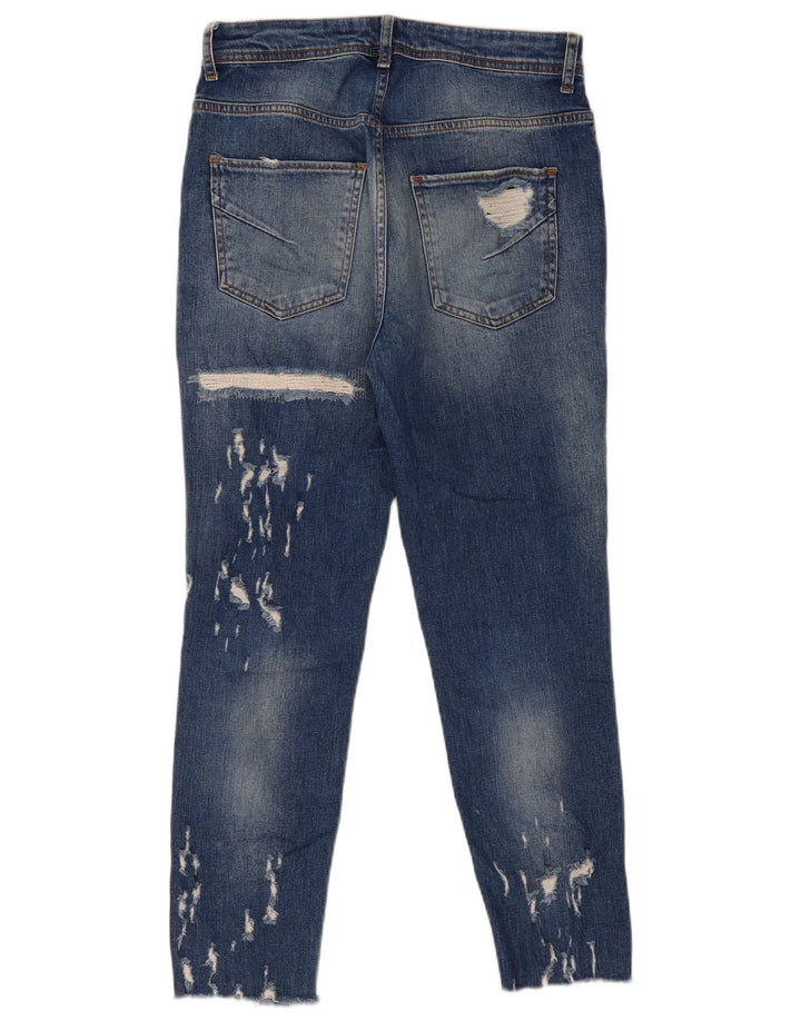 ZARA Jean court en détresse pour homme EU 38 Small W30 L26 Bleu Coton