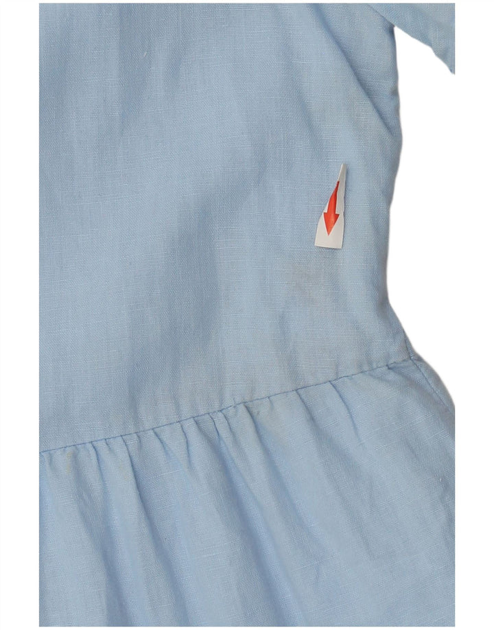Zara Robe à volants pour femme UK 14 Lin bleu moyen