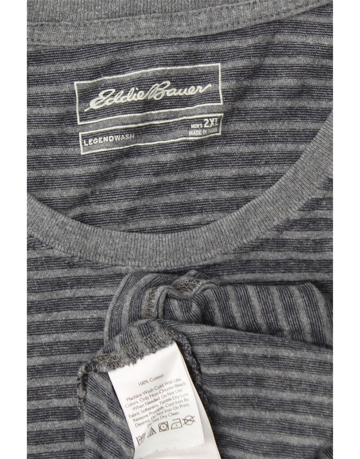EDDIE BAUER T-Shirt Homme Top 2XL Gris Rayé Coton