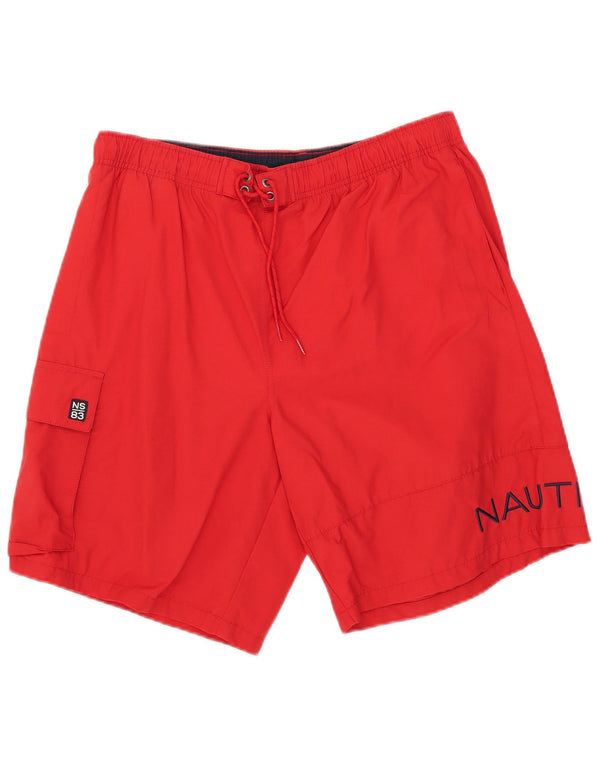 Nautica Short de Bain Graphique Homme Grand Coton Rouge