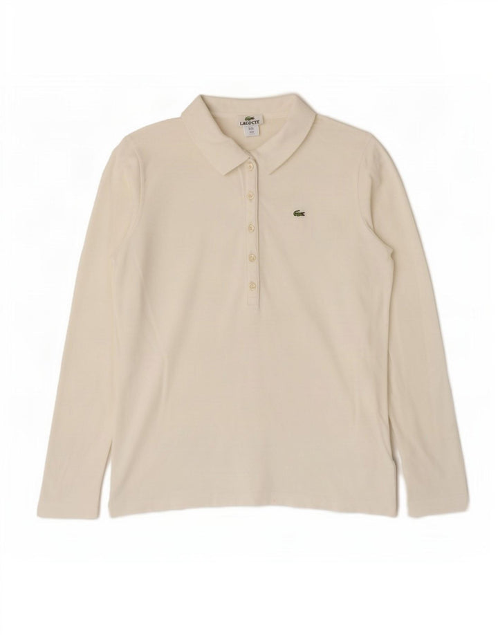 Lacoste Polo à manches longues pour femme Taille 44 Grand Blanc