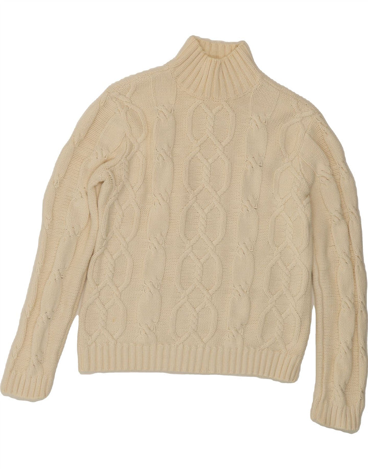 CHAPS Womens Turtle Neck Jumper Sweater UK 14 Medium Off White Cotton Vintage Chaps and Second-Hand Chaps from Messina Hembry 