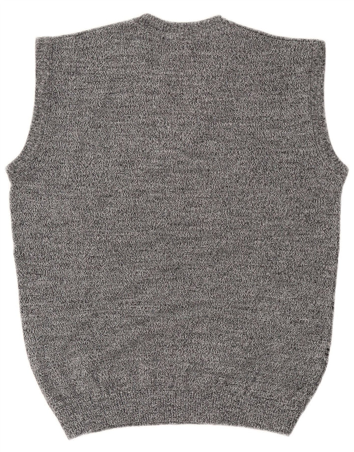vintage Mens Vest Débardeur Gris Moyen Rayé
