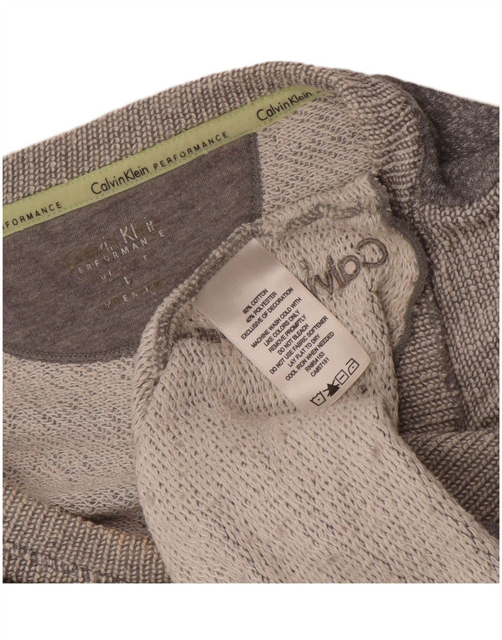 CALVIN KLEIN Haut Performance Femme Manches Longues UK 18 XL Gris Colorblock
