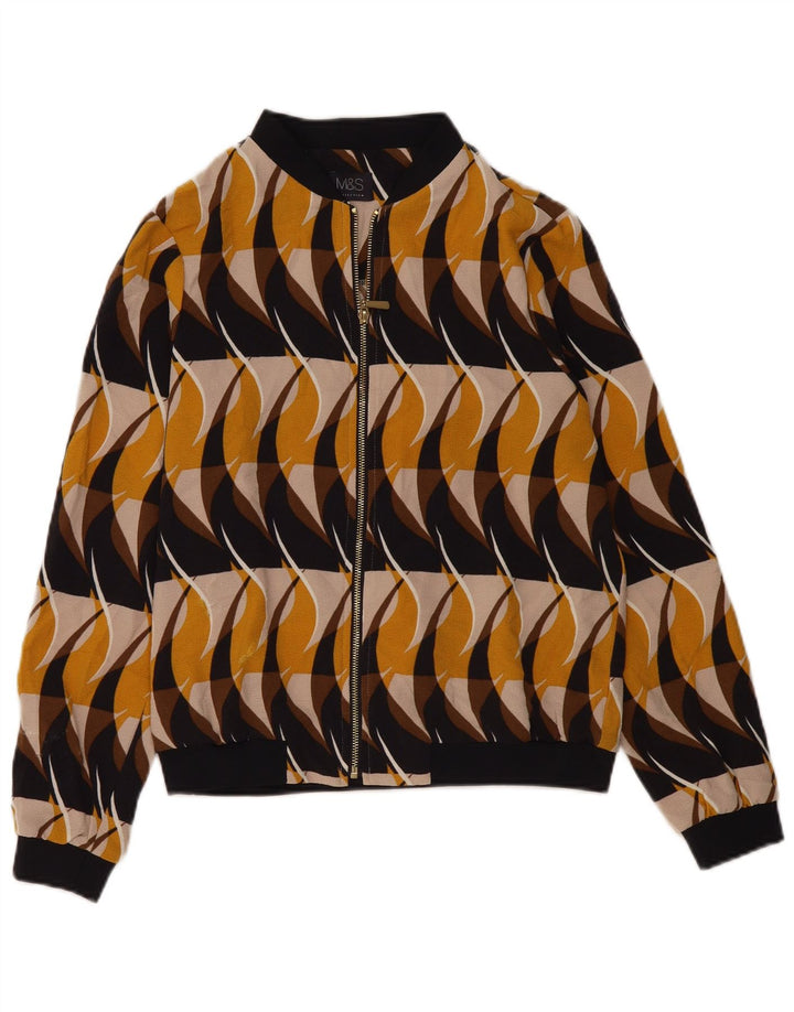 MARKS & SPENCER Veste Bomber Femme UK 14 Moyen Multicolore Géométrique